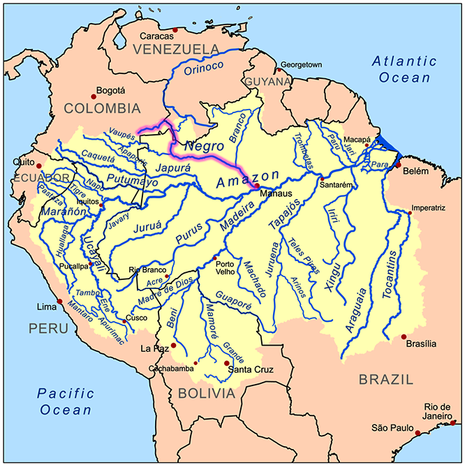 река Риу-Негру на карте